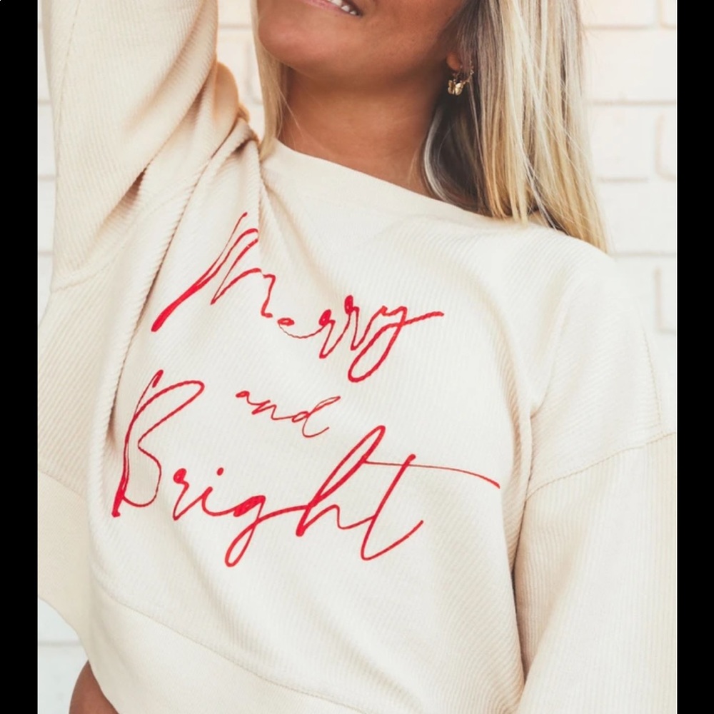 Holiday Merry & Bright Corded Crop Sweatshirt